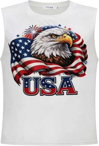 4th of July Tank Top Men, Patriotic American Flag USA Sleeveless Shirt, Soft Breathable Muscle Casual Apparel in Saudi Arabia