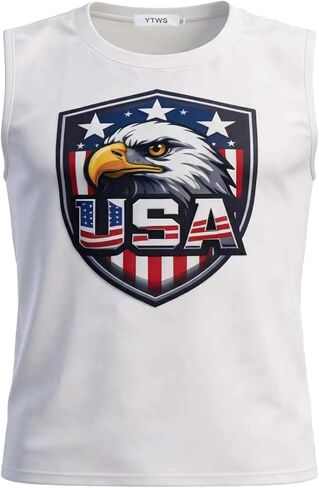 4th of July Tank Top Men, Patriotic American Flag USA Sleeveless Shirt, Soft Breathable Muscle Casual Apparel in Saudi Arabia