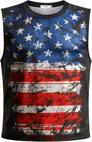 4th of July Tank Top Men, Patriotic American Flag USA Sleeveless Shirt, Soft Breathable Muscle Casual Apparel in Saudi Arabia