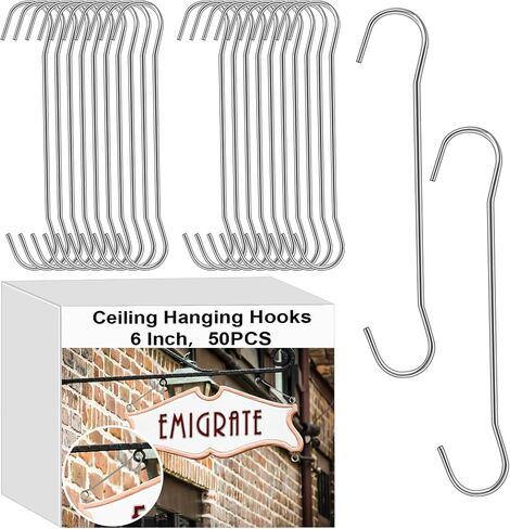 Zonon 50 Pack 12 Inted L Metal Double C Hooks Hooks for Banners والملصقات وعلامات عرض شماعات للسقوف والنوافذ in Kuwait