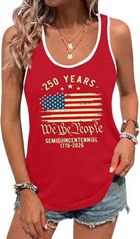 USA 4th of July Tank Tops for Women: American Flag Shirts 1776 2026 Patriotic Sleeveless Tee Summer Tops in Saudi Arabia