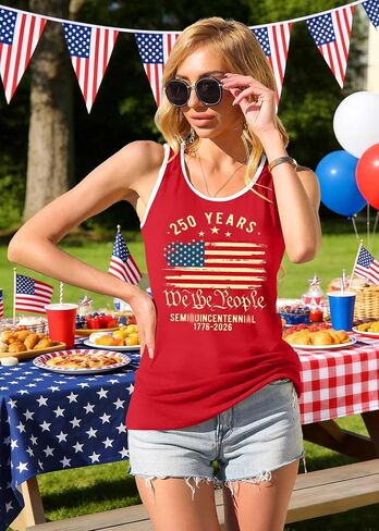 USA 4th of July Tank Tops for Women: American Flag Shirts 1776 2026 Patriotic Sleeveless Tee Summer Tops in Saudi Arabia