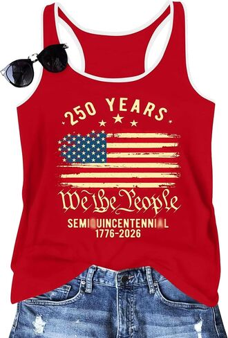USA 4th of July Tank Tops for Women: American Flag Shirts 1776 2026 Patriotic Sleeveless Tee Summer Tops in Saudi Arabia