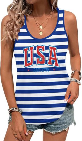 USA 4th of July Tank Tops for Women: American Flag Shirts 1776 2026 Patriotic Sleeveless Tee Summer Tops in Saudi Arabia