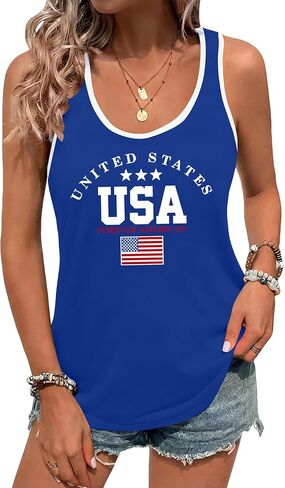 USA 4th of July Tank Tops for Women: American Flag Shirts 1776 2026 Patriotic Sleeveless Tee Summer Tops in Saudi Arabia