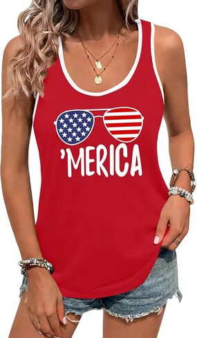 USA 4th of July Tank Tops for Women: American Flag Shirts 1776 2026 Patriotic Sleeveless Tee Summer Tops in Saudi Arabia