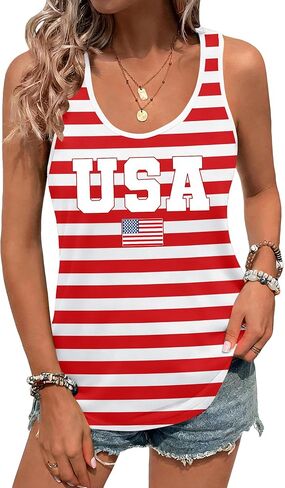 USA 4th of July Tank Tops for Women: American Flag Shirts 1776 2026 Patriotic Sleeveless Tee Summer Tops in Saudi Arabia