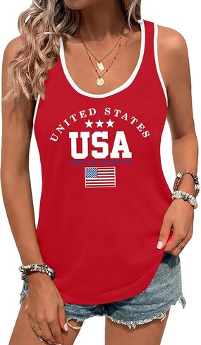 USA 4th of July Tank Tops for Women: American Flag Shirts 1776 2026 Patriotic Sleeveless Tee Summer Tops in Saudi Arabia