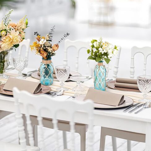 2PCS Coastal Glass Vases for Flowers, Light Blue Flower Vase with with Boho Rope Sea Glass Vase Nautical Beach Bottle for Wedding Table Centerpieces Floral Arrangement Party Home Decor in Saudi Arabia