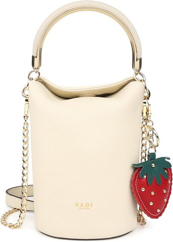 SADI Small Crossbody Bags for Women Genuine Leather, Mini Bucket Bags Handbags for Women with Detachable Strawberry in Saudi Arabia