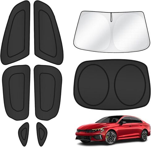 T TGBROS Privacy Sunshade Custom Fit for 2019-2020 Hyundai Santa Fe إكسسوارات الزجاج الأمامي الخلفي الجانب النافذة مجموعة كاملة من ظلال الشمس للسيارة كتل الأشعة فوق البنفسجية تحافظ على برودة سيارتك وقابلة للطي 8 قطع in Kuwait