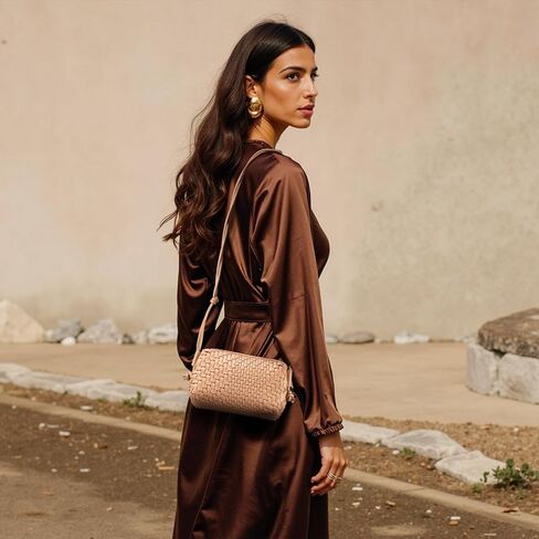 Woven Crossbody Bag for Women Small Woven Purse Vegan Leather Handbag Braided Purse Small Crossbody Bag in Saudi Arabia
