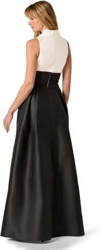 Adrianna Papell Colorblock Mikado Gown, Black/Ivory in Saudi Arabia