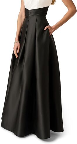 Adrianna Papell Colorblock Mikado Gown, Black/Ivory in Saudi Arabia