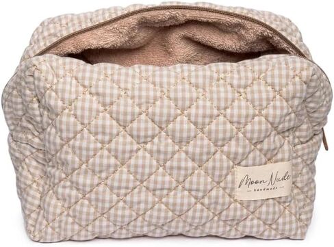 Moon Nude Quilted Travel Makeup Bag – Cute Cosmetic Pouch for Women, Small Toiletry Organizer Case, Portable Accessories Essentials Purse, Soft Washable Mini Beauty Bag - Sky in Kuwait