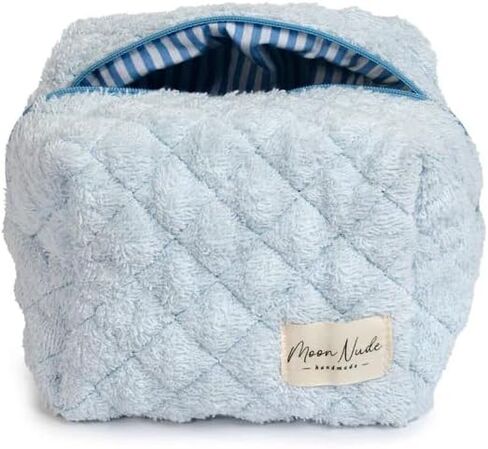 Moon Nude Quilted Travel Makeup Bag – Cute Cosmetic Pouch for Women, Small Toiletry Organizer Case, Portable Accessories Essentials Purse, Soft Washable Mini Beauty Bag - Sky in Kuwait