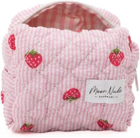Moon Nude Quilted Travel Makeup Bag – Cute Cosmetic Pouch for Women, Small Toiletry Organizer Case, Portable Accessories Essentials Purse, Soft Washable Mini Beauty Bag - Sky in Kuwait