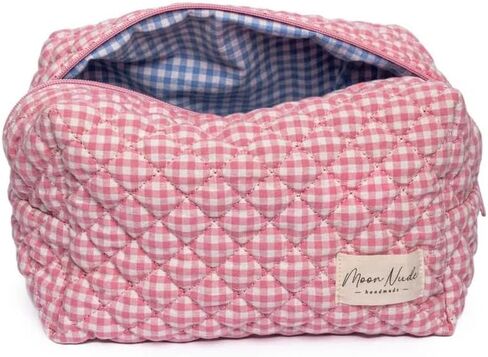 Moon Nude Quilted Travel Makeup Bag – Cute Cosmetic Pouch for Women, Small Toiletry Organizer Case, Portable Accessories Essentials Purse, Soft Washable Mini Beauty Bag - Sky in Kuwait