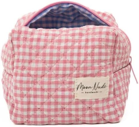 Moon Nude Quilted Travel Makeup Bag – Cute Cosmetic Pouch for Women, Small Toiletry Organizer Case, Portable Accessories Essentials Purse, Soft Washable Mini Beauty Bag - Sky in Kuwait