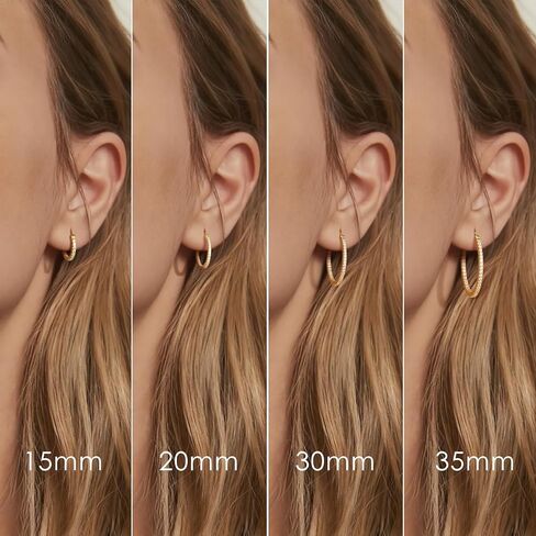 Gold Hoop Earrings 14K Gold Earrings for Women Gold Hoop Earring for Womens Hoops Earring Bright and Luxurious Look with Cubic Zirconia Womens Hoops Earring 15/20/30/35 MM in Kuwait