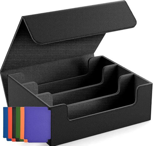صندوق تخزين بطاقات التداول لبطاقات MTG ، 1800+ PU Leather Card Deck Box ، مغناطيسي بطاقة Deck Deck Cask حامل بطاقة مربع يناسب بطاقات الألعاب الرياضية in Kuwait
