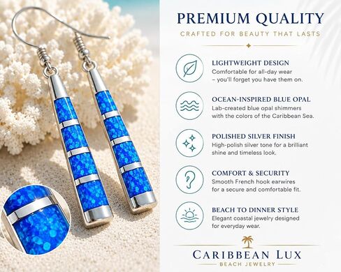 Blue Fire Opal Dangle Earrings in Kuwait