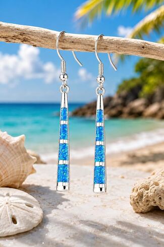 Blue Fire Opal Dangle Earrings in Kuwait