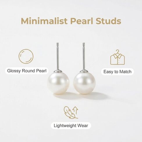 ANNIE WU Freshwater Pearl Earrings, Sterling Silver Post, Elegant Gift Studs for Women in Saudi Arabia