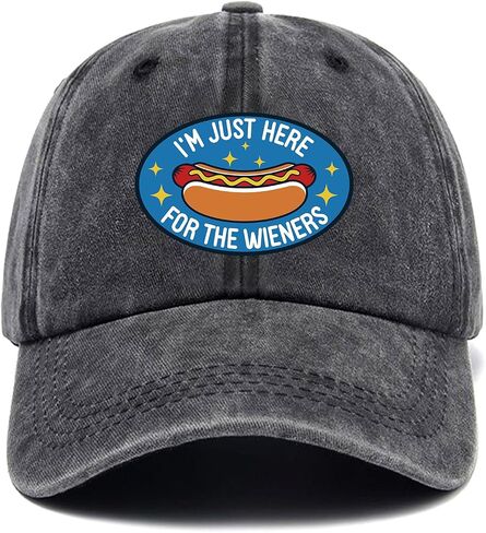 I'm Just Here for The Wieners, Funny Baseball Cap, Hot Dog Hat, Adjustable Cotton Vintage Baseball Cap for Men Women, Gifts for Family Coworkers Friends Black in Saudi Arabia