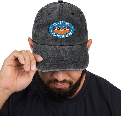 I'm Just Here for The Wieners, Funny Baseball Cap, Hot Dog Hat, Adjustable Cotton Vintage Baseball Cap for Men Women, Gifts for Family Coworkers Friends Black in Saudi Arabia