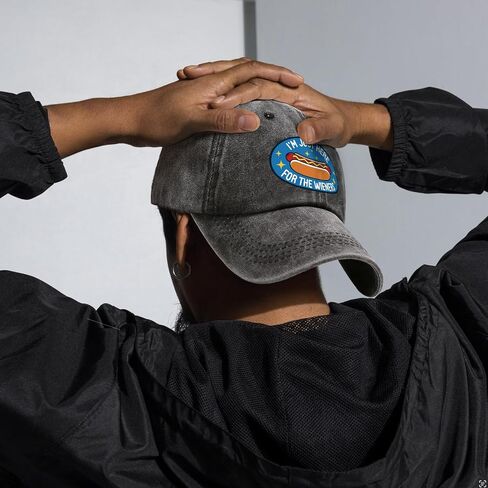 I'm Just Here for The Wieners, Funny Baseball Cap, Hot Dog Hat, Adjustable Cotton Vintage Baseball Cap for Men Women, Gifts for Family Coworkers Friends Black in Saudi Arabia