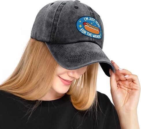 I'm Just Here for The Wieners, Funny Baseball Cap, Hot Dog Hat, Adjustable Cotton Vintage Baseball Cap for Men Women, Gifts for Family Coworkers Friends Black in Saudi Arabia