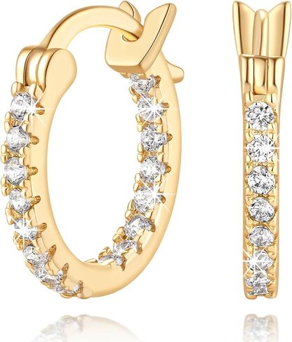 Gold Hoop Earrings 14K Gold Earrings for Women Gold Hoop Earring for Womens Hoops Earring Bright and Luxurious Look with Cubic Zirconia Womens Hoops Earring 15/20/30/35 MM in Saudi Arabia