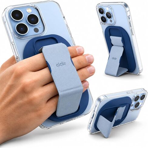 CLCKR Phone Holder & Grip for MagSafe, Adjustable Magnetic Stand & Finger Holder, Designed for iPhone 15, 15 Pro, 15 Pro Max, 15 Plus, iPhone 14, iPhone 13, 12 Models – Blue in Kuwait