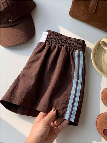 MakeMeChic Women's 2 Pack Striped Sweat Shorts Elastic Waist Gym Athletic Lounge Shorts in Kuwait
