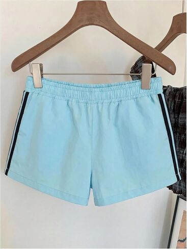 MakeMeChic Women's 2 Pack Striped Sweat Shorts Elastic Waist Gym Athletic Lounge Shorts in Kuwait