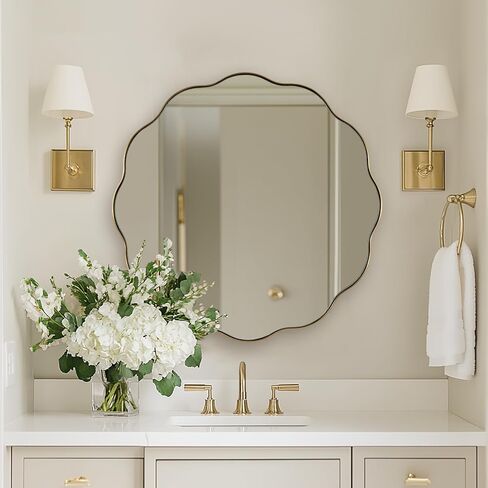 ANDY STAR Brushed Gold Round Wall Mirror 36 Inch, Brass Round Bathroom Mirrors for Over Sink, Anti-Rust Brass Circle Frame for Bathroom, Entryway in Saudi Arabia