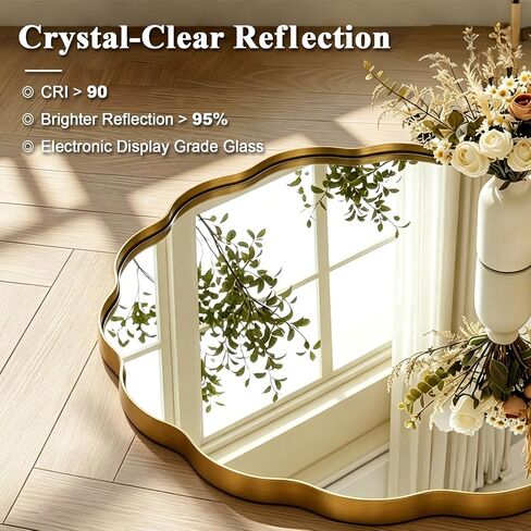 ANDY STAR Brushed Gold Round Wall Mirror 36 Inch, Brass Round Bathroom Mirrors for Over Sink, Anti-Rust Brass Circle Frame for Bathroom, Entryway in Saudi Arabia