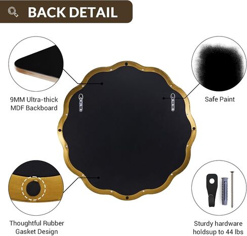 ANDY STAR Brushed Gold Round Wall Mirror 36 Inch, Brass Round Bathroom Mirrors for Over Sink, Anti-Rust Brass Circle Frame for Bathroom, Entryway in Saudi Arabia