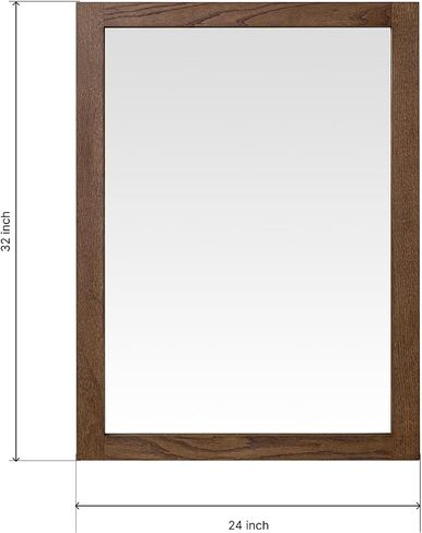 ARIEL Rectangular Wooden Mirror 24" x 32" in Brown Oak, Flexible Horizontal/Vertical Hanging for Bathroom, Vanity, Entryway & Living Room Decor, Farmhouse Style in Saudi Arabia
