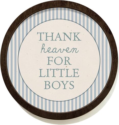 CalmVerve Baby Boy Room ديكور دش الطفل، الأزرق شكرا السماء للأولاد الصغار جدار ديكور جولة جدار خشبي الفن، غرفة الحضانة الديكور غرفة اللعب جولة جدار خشبي الفن 10x10 بوصة، هدايا حديثي الولادة in Kuwait