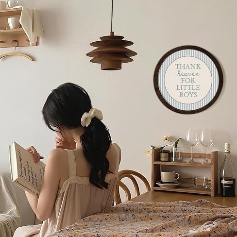 CalmVerve Baby Boy Room ديكور دش الطفل، الأزرق شكرا السماء للأولاد الصغار جدار ديكور جولة جدار خشبي الفن، غرفة الحضانة الديكور غرفة اللعب جولة جدار خشبي الفن 10x10 بوصة، هدايا حديثي الولادة in Kuwait