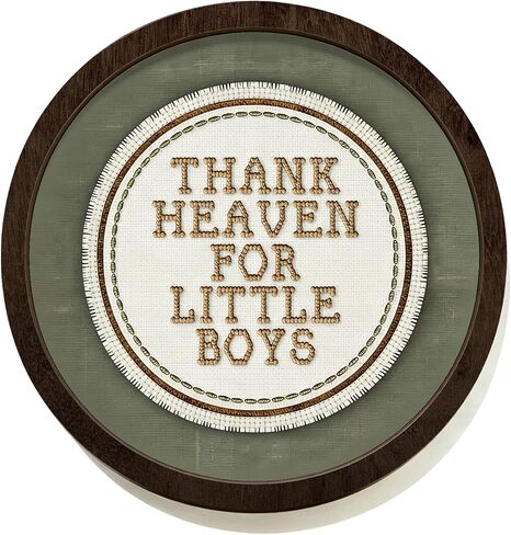 CalmVerve Baby Boy Room ديكور دش الطفل، الأزرق شكرا السماء للأولاد الصغار جدار ديكور جولة جدار خشبي الفن، غرفة الحضانة الديكور غرفة اللعب جولة جدار خشبي الفن 10x10 بوصة، هدايا حديثي الولادة in Kuwait