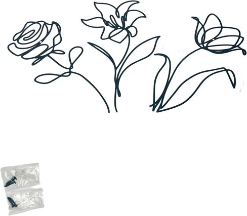 Lupnkl Wall Sculptures 3-Piece Minimalist Decor Set Black Metal Wall Art, Metal Flowers Wall Decor, Modern Accent for Bedroom Patio Bathroom Office Restaurant Gift in Saudi Arabia