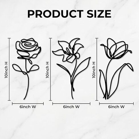 Lupnkl Wall Sculptures 3-Piece Minimalist Decor Set Black Metal Wall Art, Metal Flowers Wall Decor, Modern Accent for Bedroom Patio Bathroom Office Restaurant Gift in Saudi Arabia