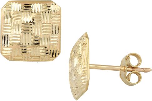 Kooljewelry 14k الذهب الأصفر نسج تصميم الاقراط آخر مربع in Kuwait