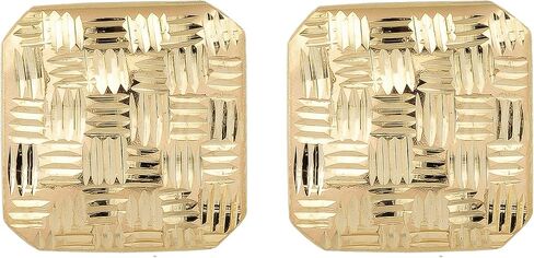 Kooljewelry 14k الذهب الأصفر نسج تصميم الاقراط آخر مربع in Kuwait