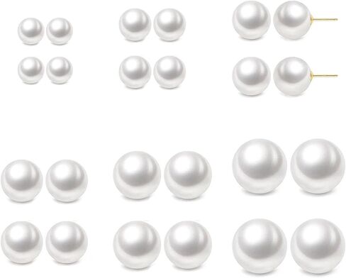 12 Pairs Pearl Stud Earrings for Women Hypoallergenic 4mm 6mm 8 mm 10 mm 12mm 14mm Big Fake Pearl Earrings Set Gift Bridal Wedding in Saudi Arabia