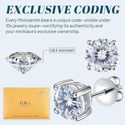 Moissanite Stud Earrings for Women, 925 Sterling Silver Earrings, Jewelry Engagement Wedding Gifts for Women Men (0.3-3ct) in Saudi Arabia
