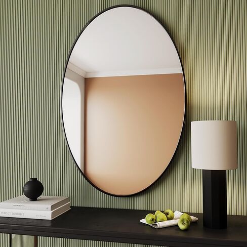 AUYHM Oval Mirrors,Oval Bathroom Mirrors,24x36 Mirror Bathroom Black,espejos decorativos de pared,Bathroom Mirrors for Over Sink(Black) in Saudi Arabia